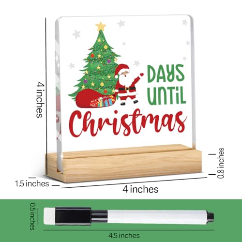 Christmas Days Until Countdown Sign with Stand - Holiday Desk Decor - Santa Xmas Gift