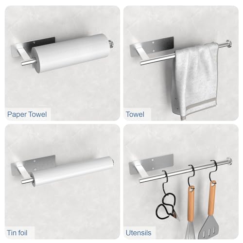 CUXIXA Under Cabinet Paper Towel Holder, Stainless Steel Wall Mount - Silver