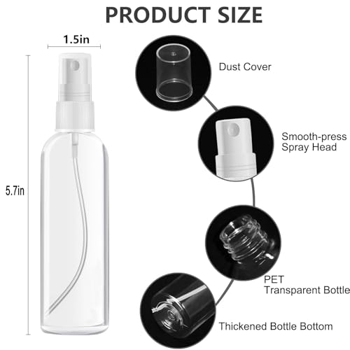 TSA Approved Travel Spray Bottles 4 Pack 3.4 Oz Refillable Leak Proof Containers