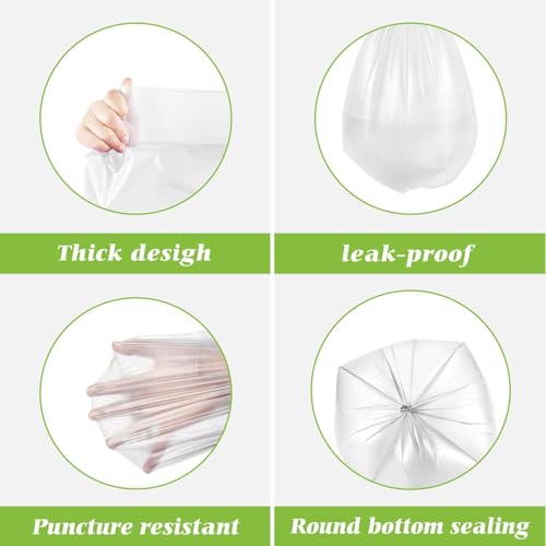 Teivio Small Clear Trash Bags, 1.2 Gallon Garbage Liners (80 Count)