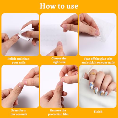 Wanmu 720 Pcs Nail Adhesive Tabs Transparent Jelly Glue for Press on Nails
