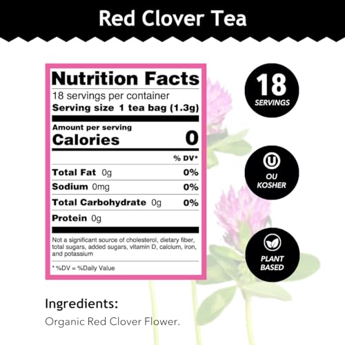 Buddha Teas Organic Red Clover Flower Tea - 18 Count, Herbal, Caffeine-Free
