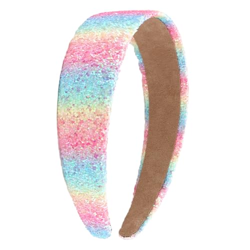 AMCAMI Glitter Headband for Girls Pink Stripes Sparkly Hair Band