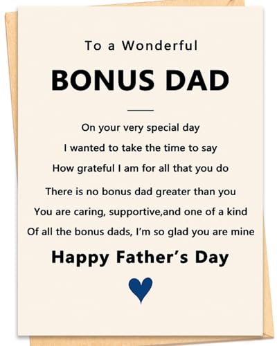 Thoughtful Step Dad Father's Day Card - 5x7 with Kraft Envelope