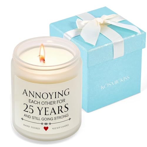 25th Wedding Anniversary Lavender Scented Candle Gift for Silver Couples