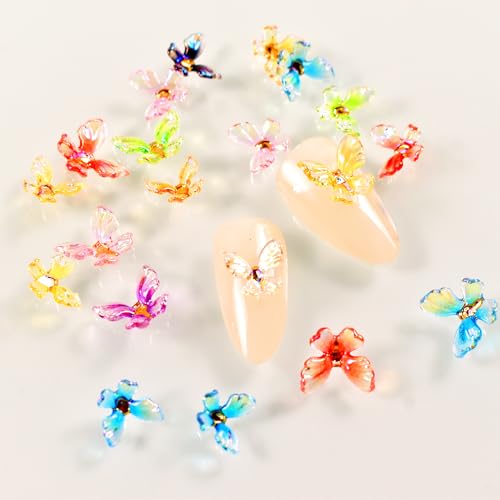 80Pcs 3D Resin Nail Charms Camellia Flowers Bows Rabbits & Butterflies