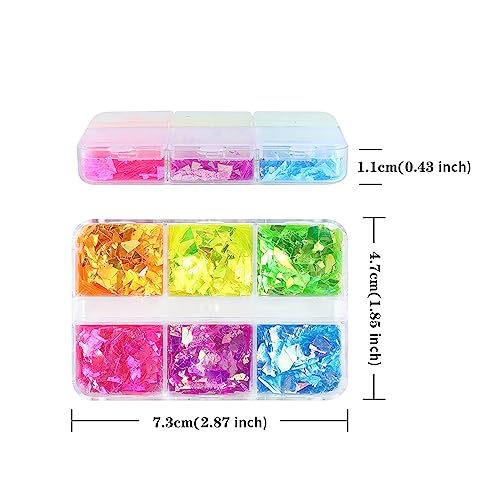 Vezocim 6-Grid Holographic Irregular Nail Art Glitter Set