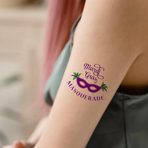 Mardi Gras Temporary Tattoos 16 Sheets Waterproof Festival Party Favors