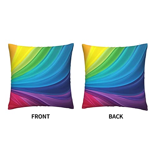 VARUN Rainbow Stripe Throw Pillow Cover, 18x18 Inch Square Cushion Case - 5