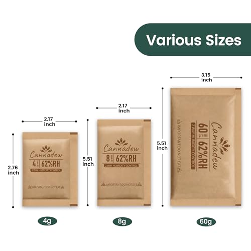 CANNADEW 62% RH Two-Way Humidity Control Packs, 60g Large Size (6 Pack)