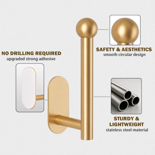 Golden Curtain Holdbacks - 2 Pack Adhesive Tiebacks, Stainless Steel