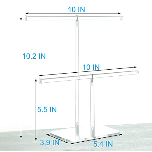 2-Tier Acrylic Jewelry Organizer Stand - Clear Necklace & Bracelet Holder