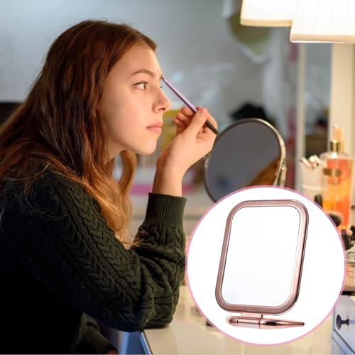 Uonlytech Double-Sided Compact Makeup Mirror - Folding Vanity Tabletop for Home & Travel