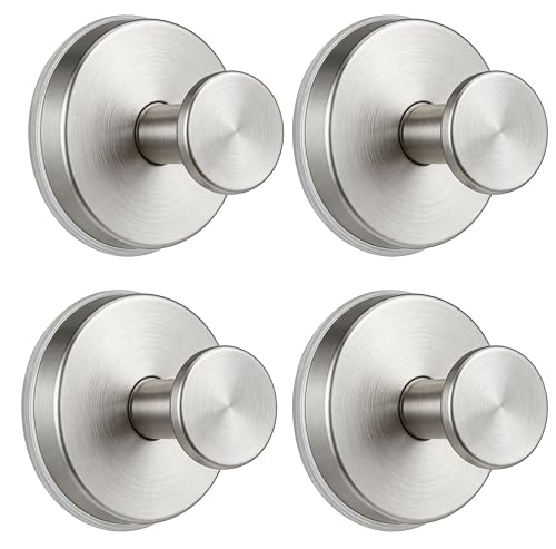 Silver Suction Cup Hooks for Shower - Heavy Duty Bathroom Organizer (4 Pack)