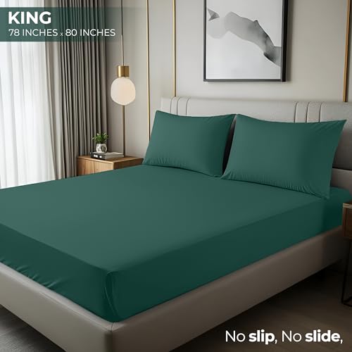 King Fitted Sheet - Ultra Soft Microfiber, 15-Inch Deep Pocket, Emerald