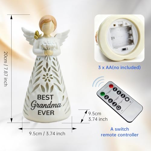 Best Grandma Ever Angel Figurine Light with Remote Control