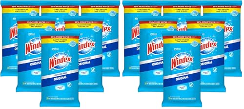 Windex Glass & Surface Cleaning Wipes, Original Scent, 38 Count (Pack of 12)