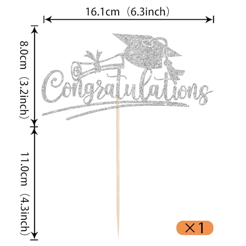2026 Graduation Cake Topper - Glitter Congrats Grad Decoration