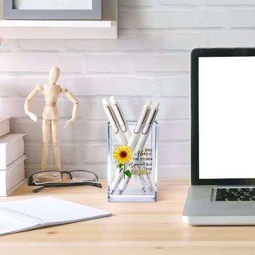 Rise Above Acrylic Desk Organizer - Sunflower Cosmetic & Pen Holder Cup