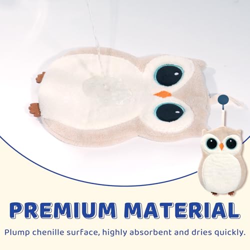 Beige Owl Wall Mounted Hand Towels 2 Pack - Soft, Quick Dry