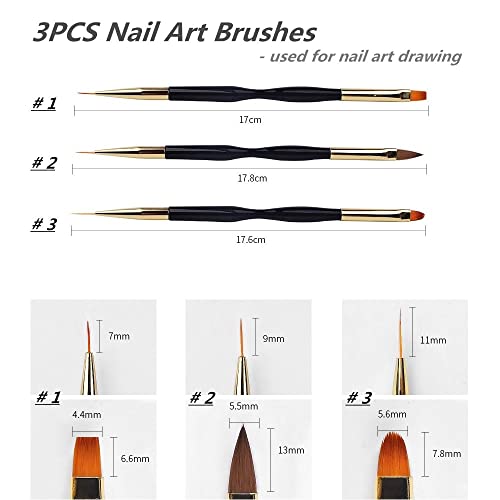 FULINJOY 9Pcs Nail Art Brushes Set with Resin Mixing Palette & Dotting Pens