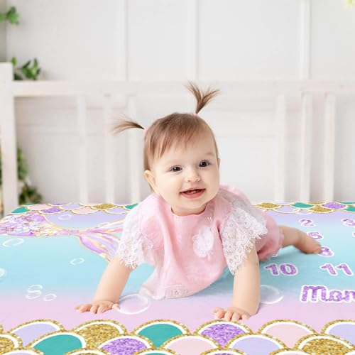 Pink Mermaid Scale Baby Milestone Blanket - Soft Photography Backdrop 60x40