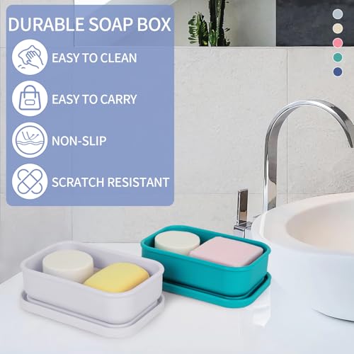 Leak-Proof Silicone Travel Soap Case with Drainage Layer - Light Gray
