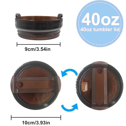 40 OZ Tumbler Lids for Stanley Cup, 2 Pack Replacement Lids Fit for Stanley Adventure Quencher,Replacement Spill Proof Splash Resistant Tumbler Lids, Reusable Tumbler Cover for Stanley (Black Brown)