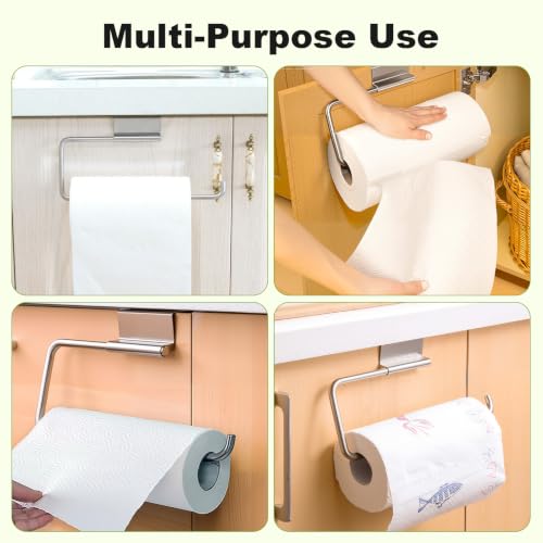 Stainless Steel Over-Cabinet Paper Towel Holder for Kitchen and Bathroom