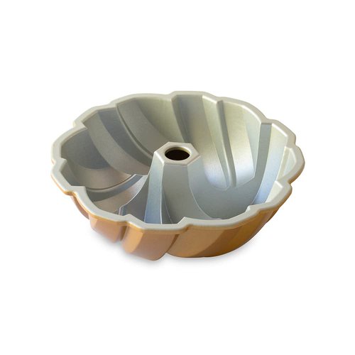 Nordic Ware NW 95577 75th Anniversary Braided Rope Bundt Cake Pan, Gold 12 Cup Capacity & 95377 Bundtlette Pan 75th Anniversary Braided Bundt Bites, Gold
