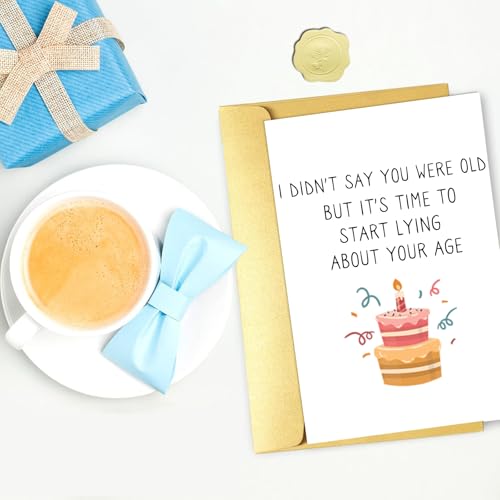 Funny Birthday Card for Men and Women with Envelope and Gold Seal