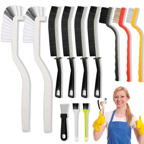 12-Piece Crevice Cleaning Brush Set with Scraper for Grout and Kitchen