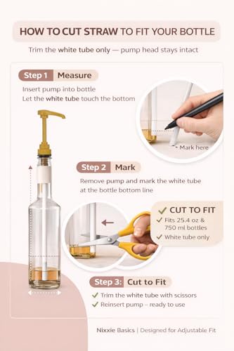 Gold Syrup Pump Dispenser Pack of 2 for 750ml Bottles - Fits Torani, Starbucks & More - Nixxie Basics