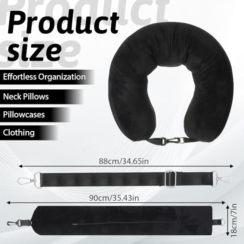 Adjustable Stuffable Neck Pillow for Travel - Black, Storage Solution