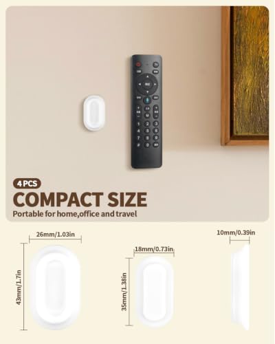 White Magnetic Remote Control Holder - 4 Pack Self-Adhesive TV & AC Remote Organizer