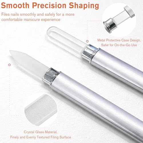 Nano Glass Nail File Set - 2-Piece Crystal Manicure Files with Case