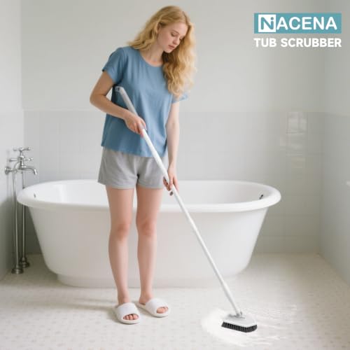 Nacena 4-in-1 Shower Scrubber with Adjustable Long Handle