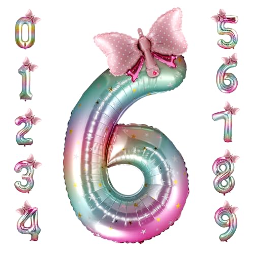 LAPSCET 40 Inch Giant Light Pink Number 6 Foil Balloon for Birthday Party