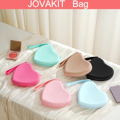 JOVAKIT Heart Shaped Portable Silicone Makeup Bag - Light Brown Travel Cosmetic Case