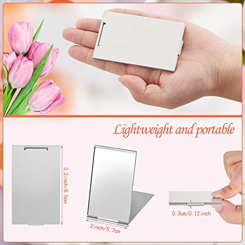 Blulu 2 Pcs Mini Folding Pocket Mirrors for Purse Aluminum 3.35 x 2 Inches