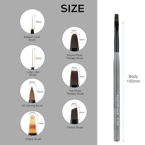 Yihuale 7-Piece Nail Art Brush Set for Gel Polish Painting and Manicure