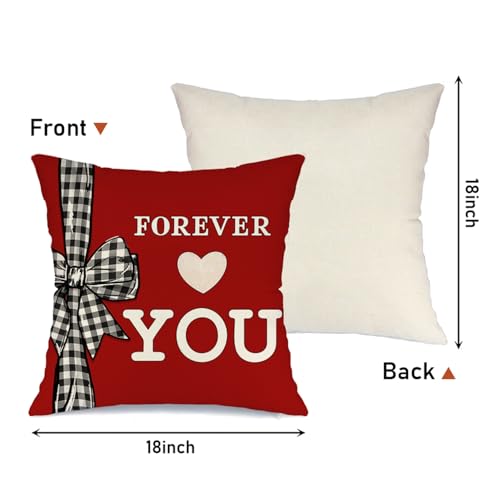 Forever Love You Throw Pillow Covers Set of 4 - 18x18 Valentine’s Day Decor