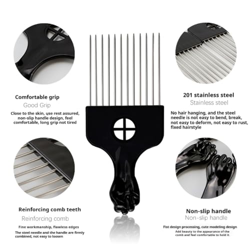 TIKIYOUN 2-in-1 Afro Hair Pick and Twist Comb Set for Curls