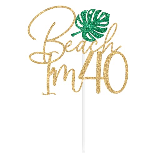 Beach I'm 40 Cake Topper - Tropical 40th Birthday Decoration