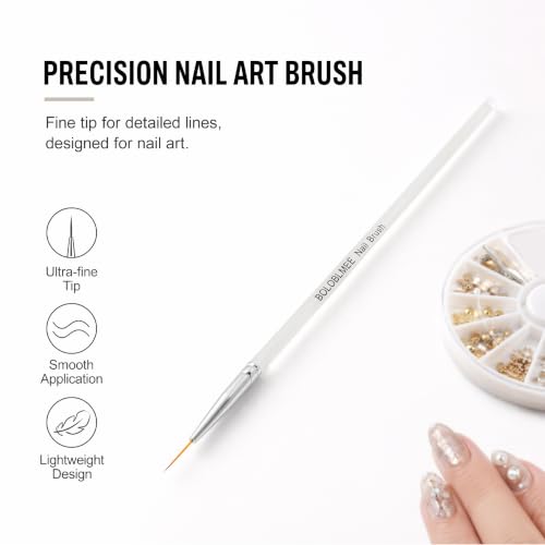 BOLOBLMEE 5PCS Ultra-Fine Nail Art Liner Brushes Set, Transparent Handle