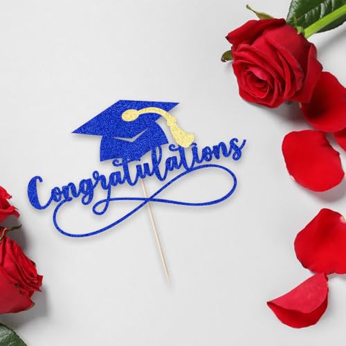 Congratulations Cake Topper for 2026 Graduation - Dark Blue & Gold