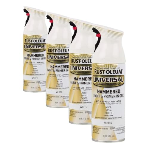 Rust-Oleum Universal Hammered Spray Paint, White, 12 oz (Pack of 4)