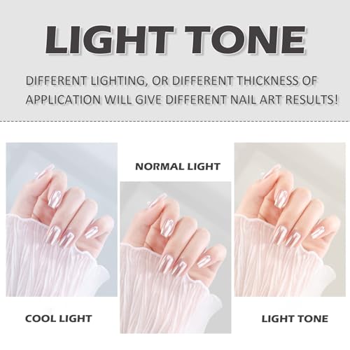 Sulily White Pearl Aurora Nail Powder Chrome Mirror Effect Pigment Glitter