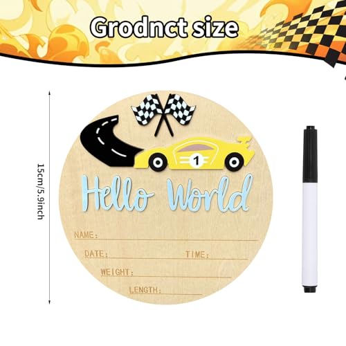 Race Car Baby Announcement Sign - Personalized Newborn Photo Prop