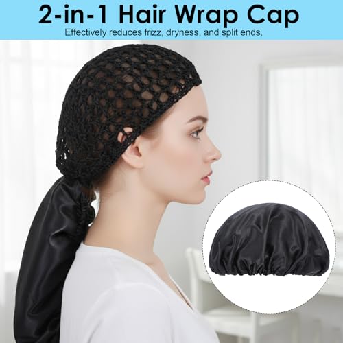 2-in-1 Reversible Wrap Cap and Hair Net Scarf for Silk Press